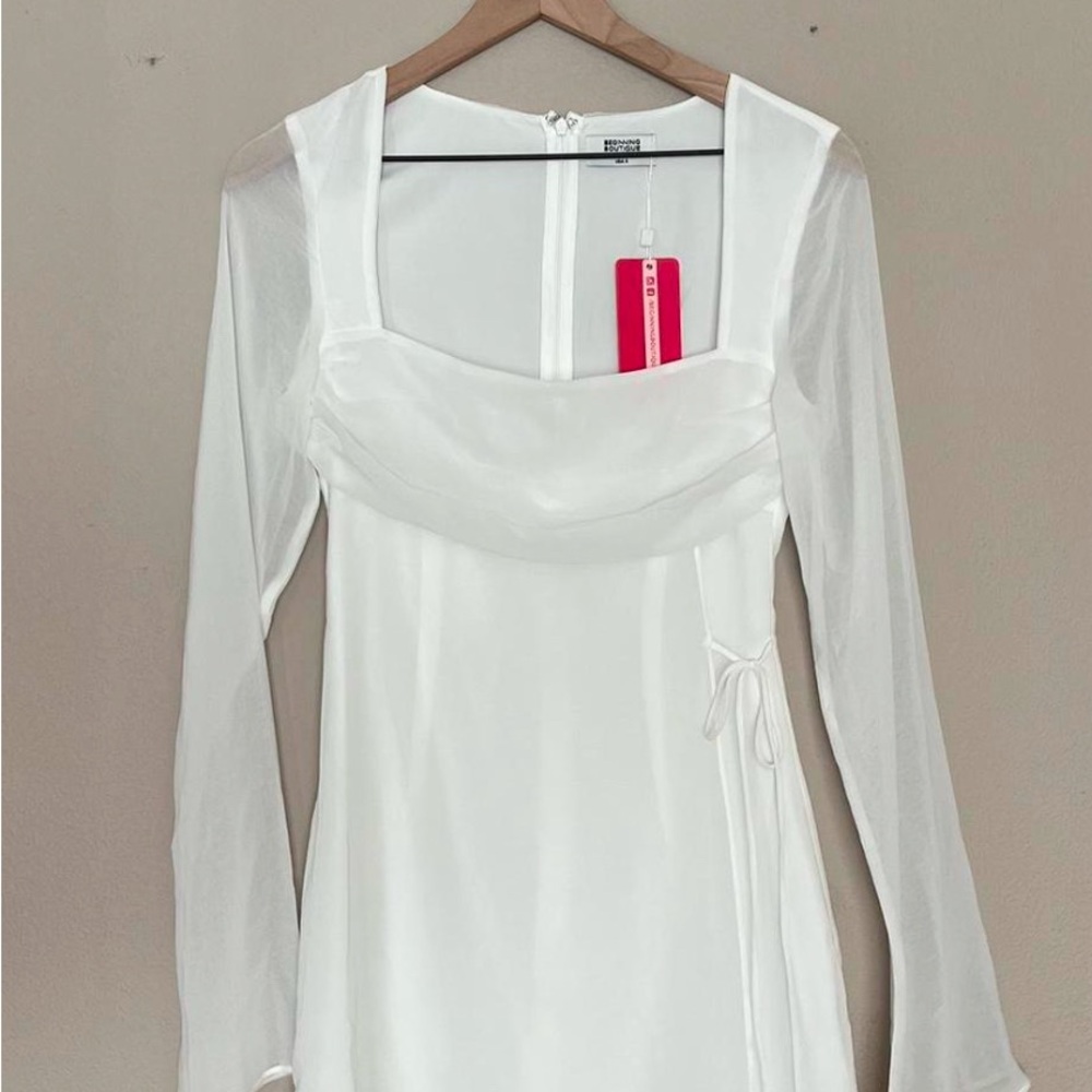 Boutique White Long Sleeve Dress